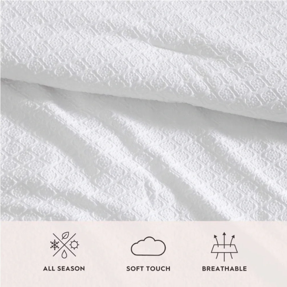 Elegant 6pc TXL Comforter Sheet Set White /Floral Blue